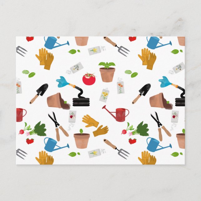 Postal Festiva Herramientas de jardinería Planta Jardinería Patró (Anverso)