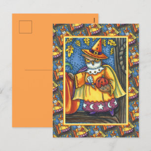 POSTAL FESTIVA HERRAMIENTAS MÁGICAS Y HALLOWETS, ASISTENTE DE OWL