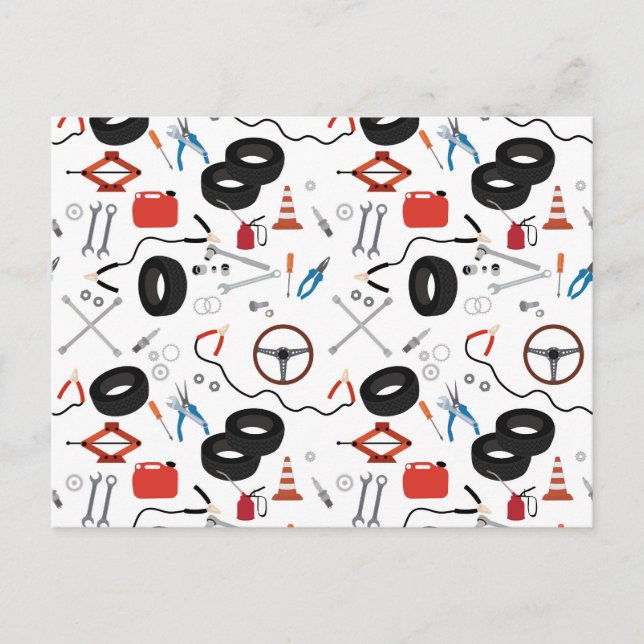 Postal Festiva Herramientas mecánicas para automóviles (Anverso)