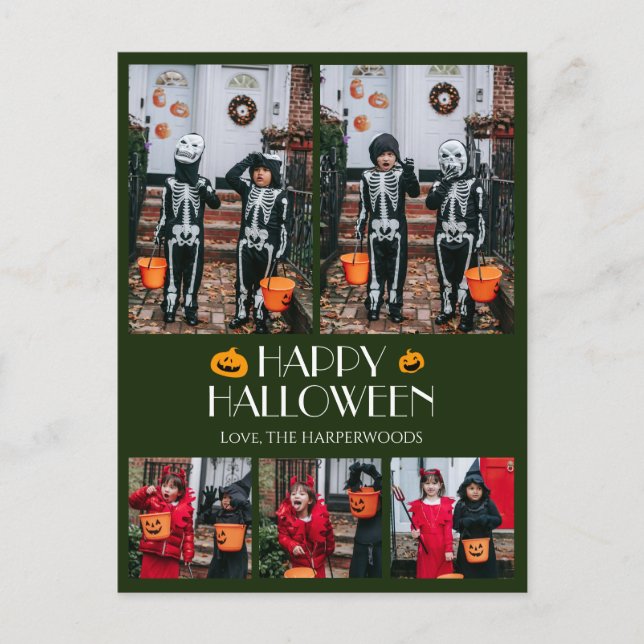 Postal Festiva ¡Hey Boo! Fotos familiares de Halloween fantasmale (Anverso)