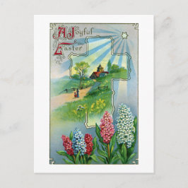 Postal Festiva Hiacintos, Pascua Vintage de la Cruz y Estrella
