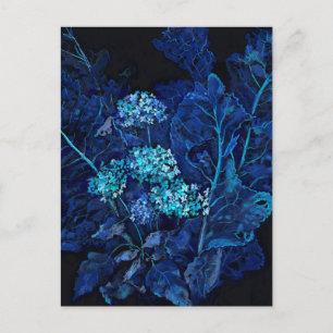 Postal Festiva Hidrangea y Cubierta Floral de Horseradish Azul Ne