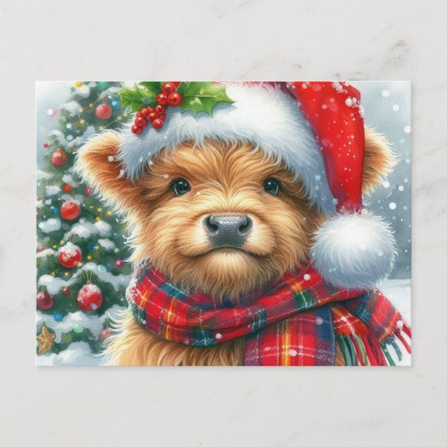 Postal Festiva Highland Cow Christmas Greetings (Anverso)