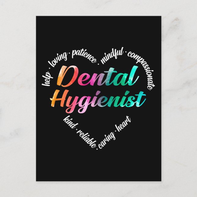 Postal Festiva Higiénico dental Palabra de corazón Nube acuarela (Anverso)