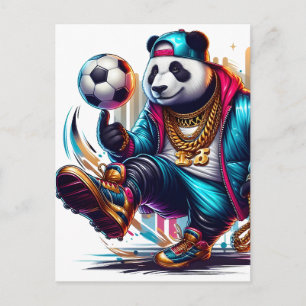 Postal Festiva Hip Hop Panda Fútbol de Verano Deportes