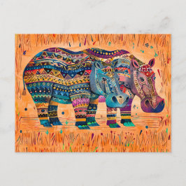 Postal Festiva Hipótesis africanas con pintura de patrones tribal