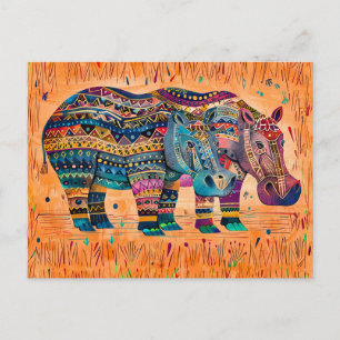 Postal Festiva Hipótesis africanas con pintura de patrones tribal