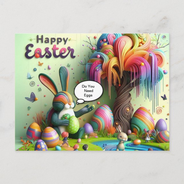 Postal Festiva Hippo de Pascua Púrpura (Anverso)