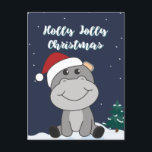 Postal Festiva Hippo Merry Christmas Winter Animals Hippos Holida<br><div class="desc">The hippo to softness with fair lights. Funny animals with gifts and snow to the holidays. Also funny for Christmas in July. Hippos are sweet animals and perfect for Christmas.</div>