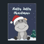 Postal Festiva Hippo Merry Christmas Winter Animals Hippos Holida<br><div class="desc">The hippo to softness with fair lights. Funny animals with gifts and snow to the holidays. Also funny for Christmas in July. Hippos are sweet animals and perfect for Christmas.</div>