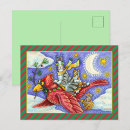 POSTAL FESTIVA HISS N' FITZ FUNNY GATOS, CARDINAL DE NAVIDADES GI