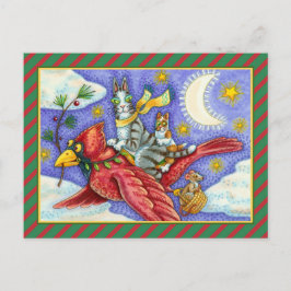 POSTAL FESTIVA HISS N' FITZ FUNNY GATOS, CARDINAL DE NAVIDADES GI