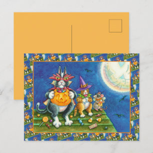 POSTAL FESTIVA HISS N' FITZ GATOS, TRICK O TREAT FUNNY HALLOWEEN