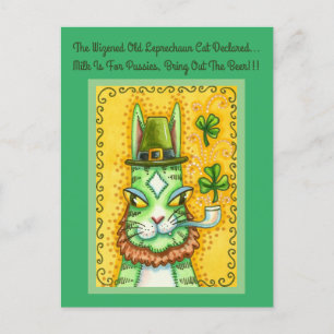 POSTAL FESTIVA HISS N' FITZ LEPRECHAUN, ST. GATO DIVERTIDO DEL DÍ