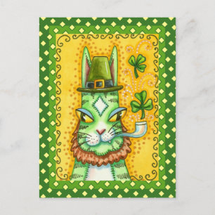 POSTAL FESTIVA HISS N' FITZ LEPRECHAUN, ST. GATO DIVERTIDO DEL DÍ