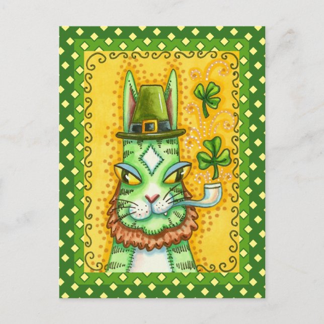 POSTAL FESTIVA HISS N' FITZ LEPRECHAUN, ST. GATO DIVERTIDO DEL DÍ (Anverso)