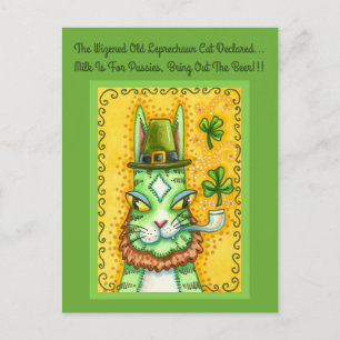 POSTAL FESTIVA HISS N' FITZ LEPRECHAUN, ST. GATO DIVERTIDO DEL DÍ