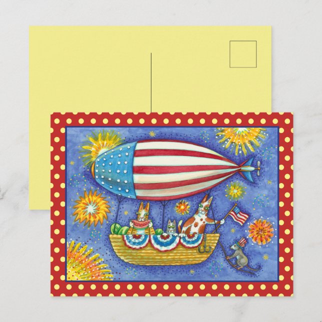 Postal Festiva HISS N' FITZ TOMA EL 4 DE JULIO DE ZEPPELIN Funny (Anverso / Reverso)