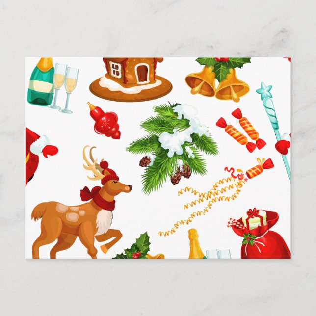 Postal Festiva Historia del juguete | Merry Christmas Pattern Cut (Anverso)