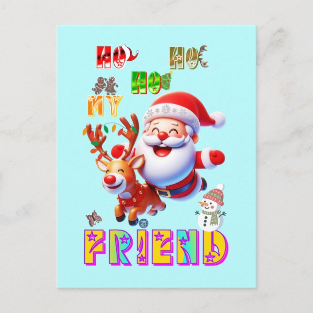 Postal Festiva Ho Ho Ho Mi Querido Amigo (Anverso)