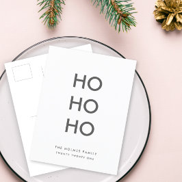 Postal Festiva Ho Ho Ho | Navidades blancos simples y limpios Min