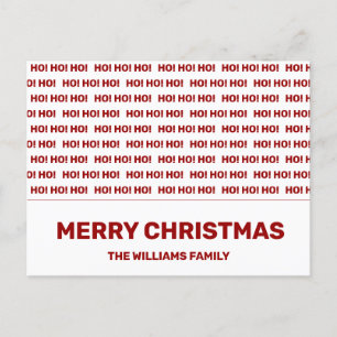 Postal Festiva Ho Ho Ho Navidades blancos tipografía roja Minimal