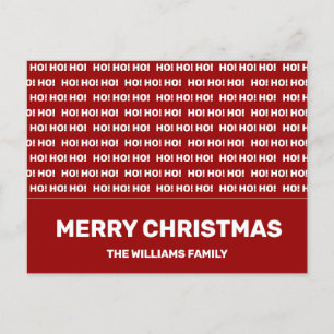 Postal Festiva Ho Ho Ho Navidades Red White Typography Minimal Ho