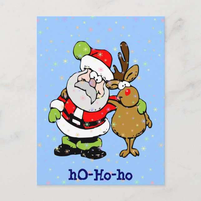 Postal Festiva ho-ho-ho Santa & Rudy (Anverso)