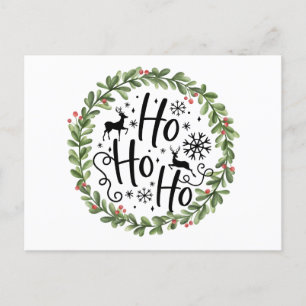 Postal Festiva Ho Ho Ho Watercolor Wreath