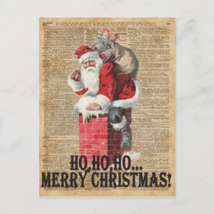 Postal Festiva Ho, Ho Merry Chirstmas Santa Claus Arte Diccionari