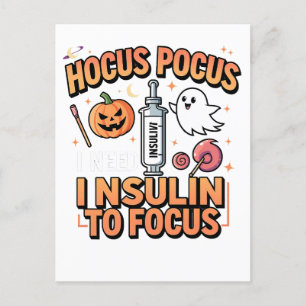 Postal Festiva Hocus Pocus Necesito insulina para enfocar la diab