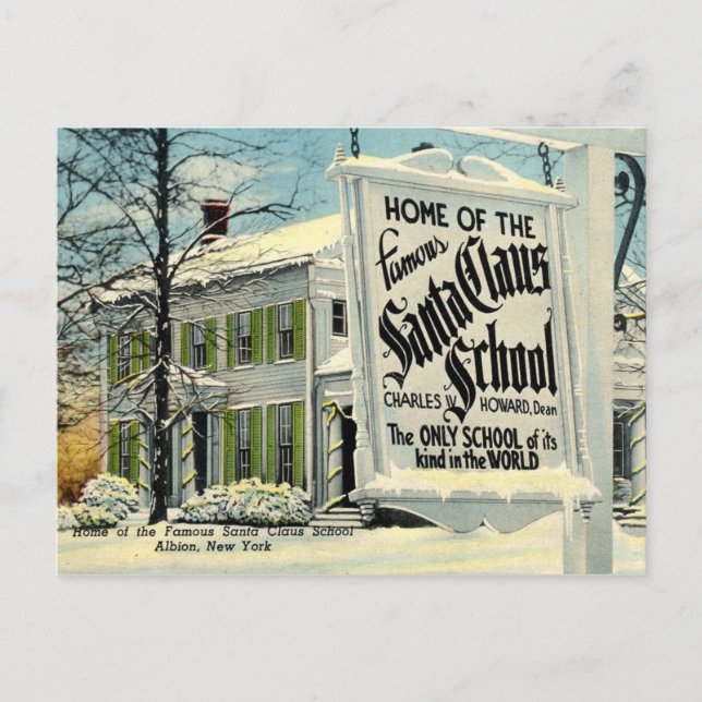 Postal Festiva Hogar de la escuela famosa de Papá Noel (Anverso)