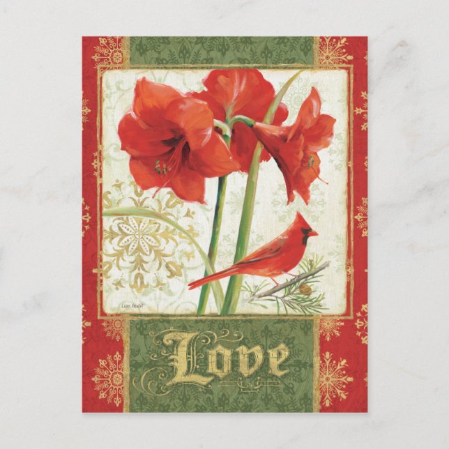 Postal Festiva Hogar para Navidades Amaryllis Love (Anverso)