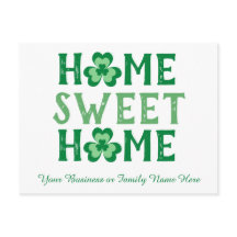 Hogar Sweet Home Irlandés Shamrock Clover Postcard