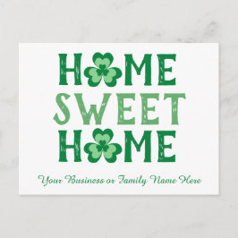 Postal Festiva Hogar Sweet Home Irlandés Shamrock Clover Postcard