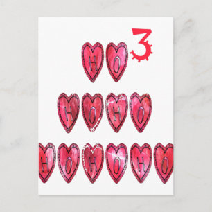 Postal Festiva ¡Hohoho! Navidades de texto de corazones frescos d