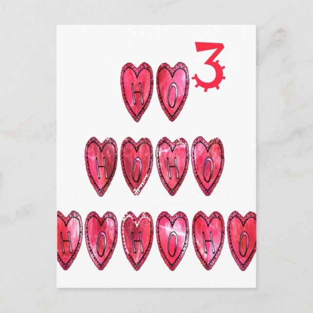 Postal Festiva ¡Hohoho! Navidades de texto de corazones frescos d (Anverso)