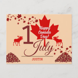 Postal Festiva Hoja de arce de Canadá, feliz día de la canadá, 1 