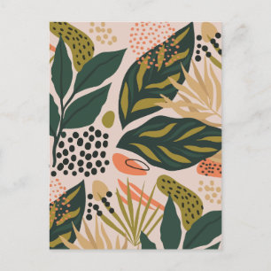Postal Festiva Hoja floral minimalista