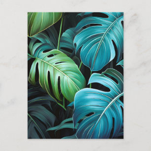 Postal Festiva Hojas de Monstera Botánica Follaje Tropical de la 