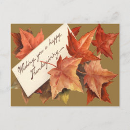 Postal Festiva Hojas de otoño deseándole un feliz Día de Acción d
