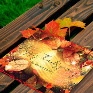 Postal Festiva Hojas de otoño Feliz Día de Acción de Gracias