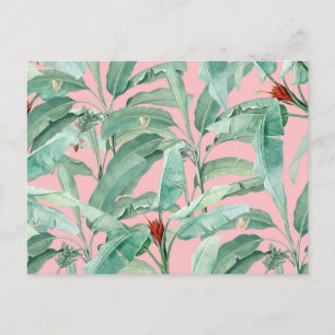 Postal Festiva Hojas de plátano tropicales de acuarela moderna ro
