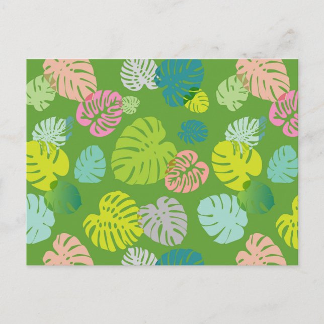 Postal Festiva Hojas tropicales multicolores 8 (Anverso)