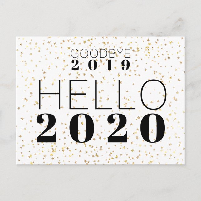 Postal Festiva Hola 2020 Feliz Año Nuevo Confetti (Anverso)