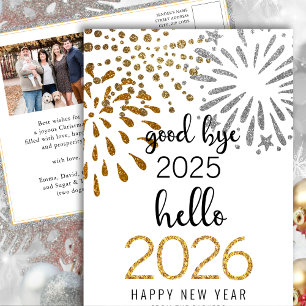 Postal Festiva Hola 2025 Festive Fireworks New Year Gold Photo
