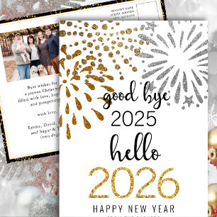 Postal Festiva Hola 2025 Festive Fireworks New Year Gold Photo