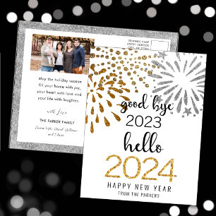 Postal Festiva Hola 2025 Festive Fireworks New Year Gold Photo