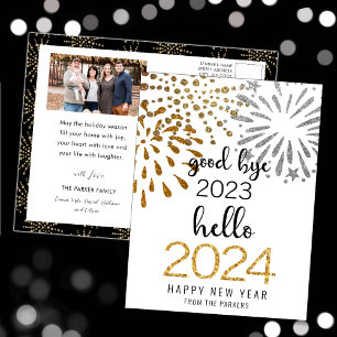 Postal Festiva Hola 2025 Festive Fireworks New Year Gold Photo