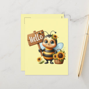 Postal Festiva Hola a amantes de las abejas